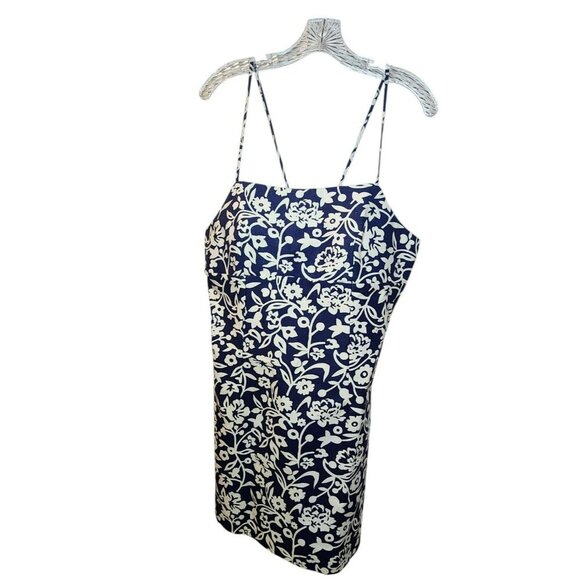 La Belle Fashions Inc Dress Size 11 Navy White Floral Cotton USA Made Vintage - Picture 3 of 5